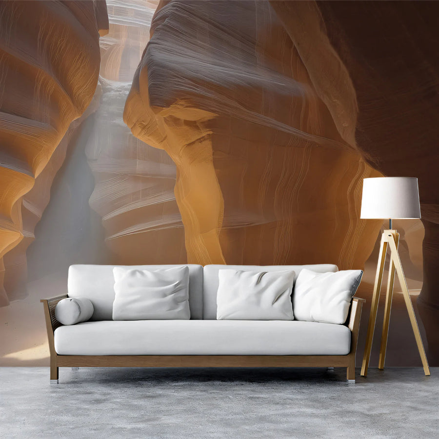 Antelope Canyon Sandstone Mural Wallpaper — Organic Desert Curves Mural Wallpaper