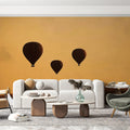 Desert Hot Air Balloons Mural Wallpaper — Warm Golden Sunset Mural Wallpaper - pure wallpaper artwork