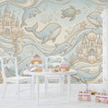 Underwater Kingdom Whimsical Mural Wallpaper — Soft Aquatic Scene Mural Wallpaper - pure wallpaper artwork