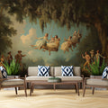 Rococo Garden Swing Mural Wallpaper — Vintage Romantic Scene Mural Wallpaper - pure wallpaper artwork