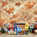Fantasy Marine Kingdom Mural Wallpaper — Whimsical Gold and Sepia Mural Wallpaper - pure wallpaper artwork