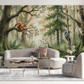 Enchanted Woodland Forest Mural Wallpaper — Watercolor Nature Scene Mural Wallpaper - pure wallpaper artwork