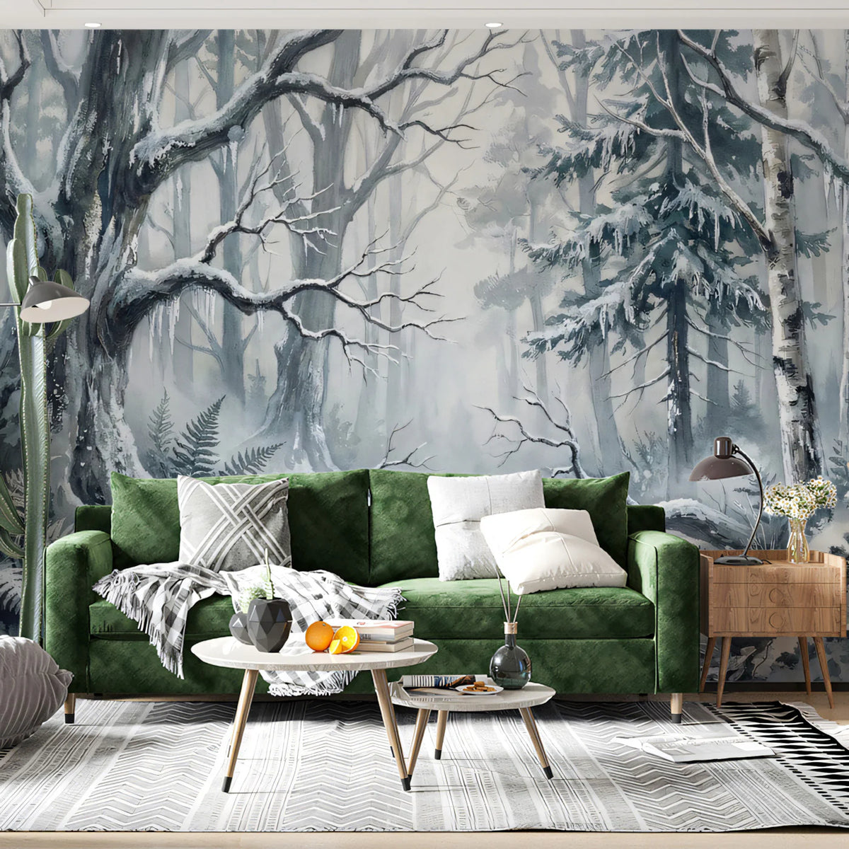 Snowy Winter Forest Mural Wallpaper — Impressionistic Scenery Mural Wallpaper - pure wallpaper artwork