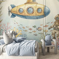 Underwater Exploration Mural Wallpaper — Vintage Deep Sea Design Mural Wallpaper - pure wallpaper artwork