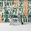 Distressed Typography Collage Mural Wallpaper — Industrial Urban Style Mural Wallpaper - pure wallpaper artwork