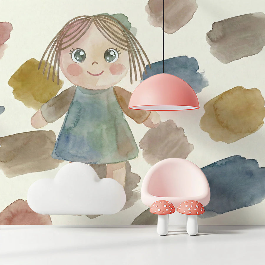 Ragdoll and Watercolor Brushstroke Mural Wallpaper — Whimsical Style Mural Wallpaper