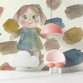 Ragdoll and Watercolor Brushstroke Mural Wallpaper — Whimsical Style Mural Wallpaper - pure wallpaper artwork