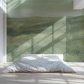 Abstract Meadow Landscape Mural Wallpaper — Painterly Green Art Mural Wallpaper - pure wallpaper artwork