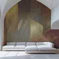 Abstract Geometric Gold and Terracotta Mural Wallpaper - pure wallpaper artwork