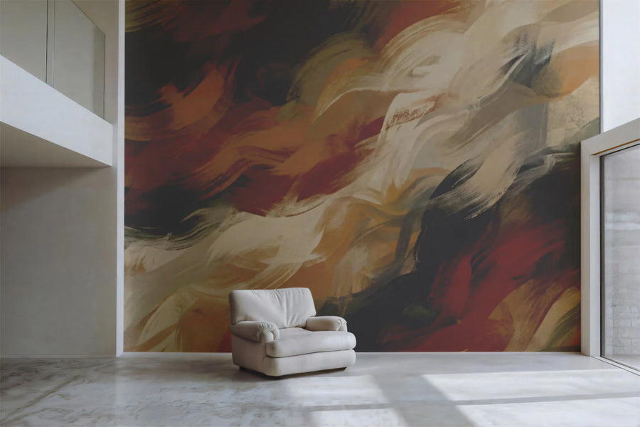 Abstract Earthy Brushstroke Mural Wallpaper — Organic Movement Mural Wallpaper