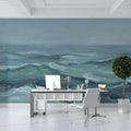 Impressionist Ocean Wave Mural Wallpaper — Moody Coastal Art Mural Wallpaper - pure wallpaper artwork