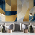 Navy and Gold Geometric Abstract Mural Wallpaper - pure wallpaper artwork