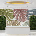 Watercolor Monstera Leaf Mural Wallpaper — Organic Tropical Design Mural Wallpaper - pure wallpaper artwork