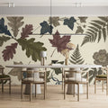 Vintage Autumn Botanical Mural Wallpaper in Rich Earthy Tones Mural Wallpaper - pure wallpaper artwork