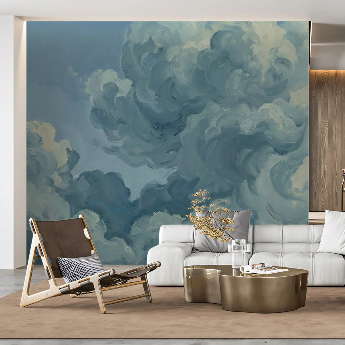 Impasto Sky Mural Wallpaper — Oil Painted Clouds Pattern Mural Wallpaper - pure wallpaper artwork