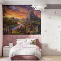 Fairytale Kingdom Landscape Mural Wallpaper — Whimsical Storybook Scene Mural Wallpaper - pure wallpaper artwork