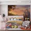 Fairytale Castle Landscape Mural Wallpaper — Whimsical Storybook Scene Mural Wallpaper - pure wallpaper artwork