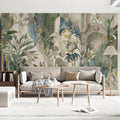 Watercolor Archway & Floral Mural Wallpaper — Sage and Gold Mural Wallpaper - pure wallpaper artwork