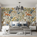 Woodland Animal Mural Wallpaper —Hand-Drawn Forest Nature Design Mural Wallpaper - pure wallpaper artwork