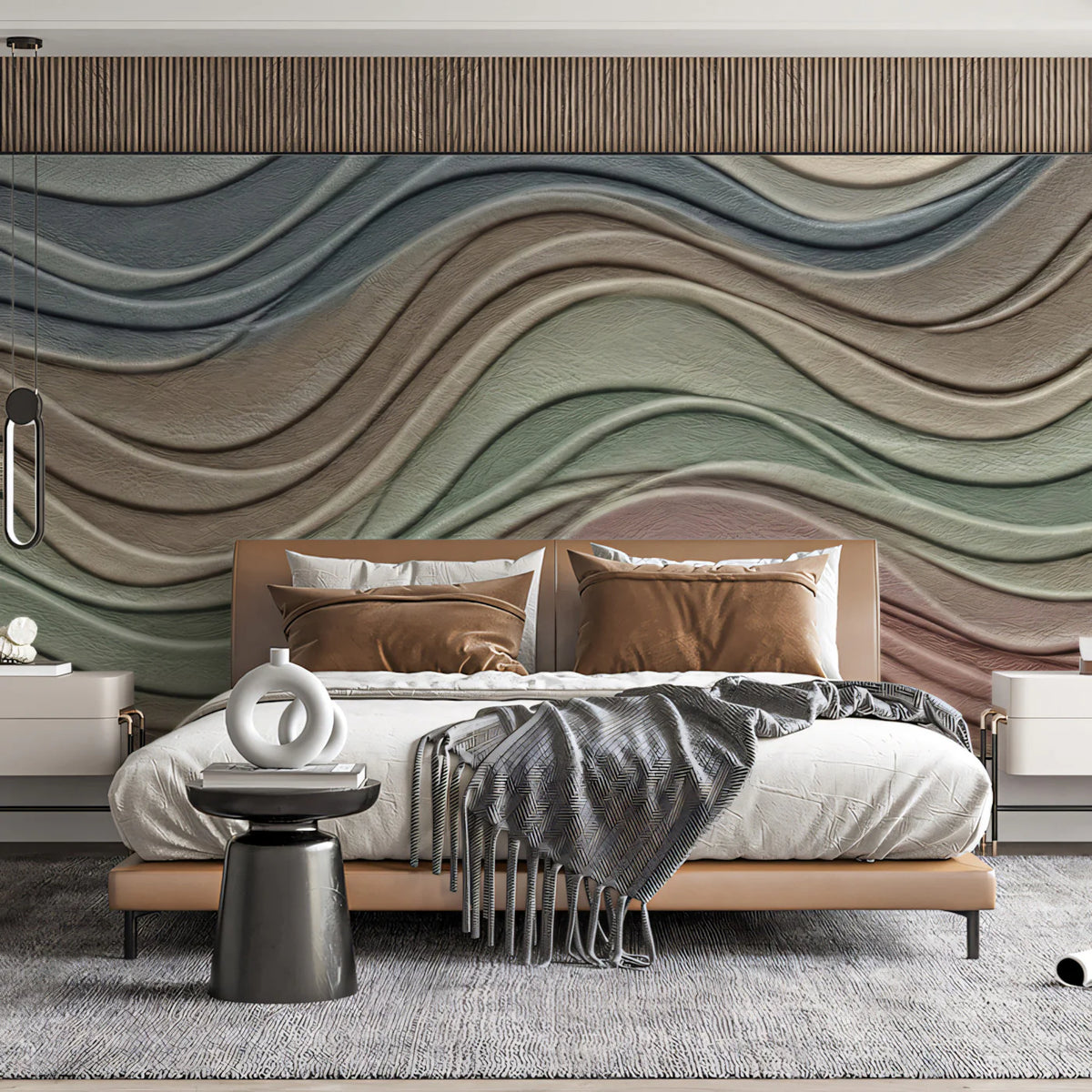 Fluid Wave 3D Mural Wallpaper — Abstract Layered Texture Design Mural Wallpaper - pure wallpaper artwork
