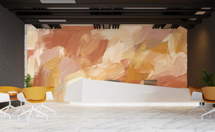 Abstract Earth Tone Brushstroke Mural Wallpaper — Artisan Paint Mural Wallpaper