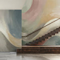 Abstract Wave Mural Wallpaper — Muted Sage and Rose Brushstrokes Mural Wallpaper - pure wallpaper artwork