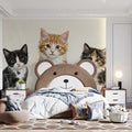 Three Little Kittens Mural Wallpaper — Whimsical Hand-Drawn Art Mural Wallpaper - pure wallpaper artwork