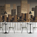 Modern Urban Skyline Mural Wallpaper — Sleek Minimalist Decor Mural Wallpaper - pure wallpaper artwork