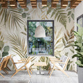 Botanical Watercolor Leaf Mural Wallpaper with Gold Accents Mural Wallpaper - pure wallpaper artwork