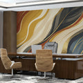 Fluid Abstract Mural Wallpaper — Wabi-Sabi Gold Wave Mural Wallpaper - pure wallpaper artwork
