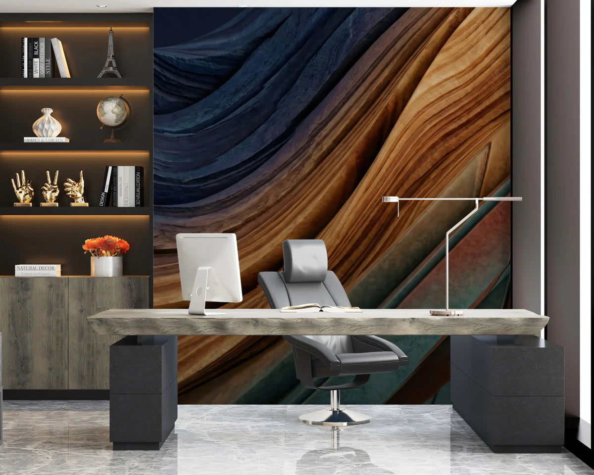 Geological Layered Rock Mural Wallpaper — Abstract Earth Tone Decor Mural Wallpaper - pure wallpaper artwork