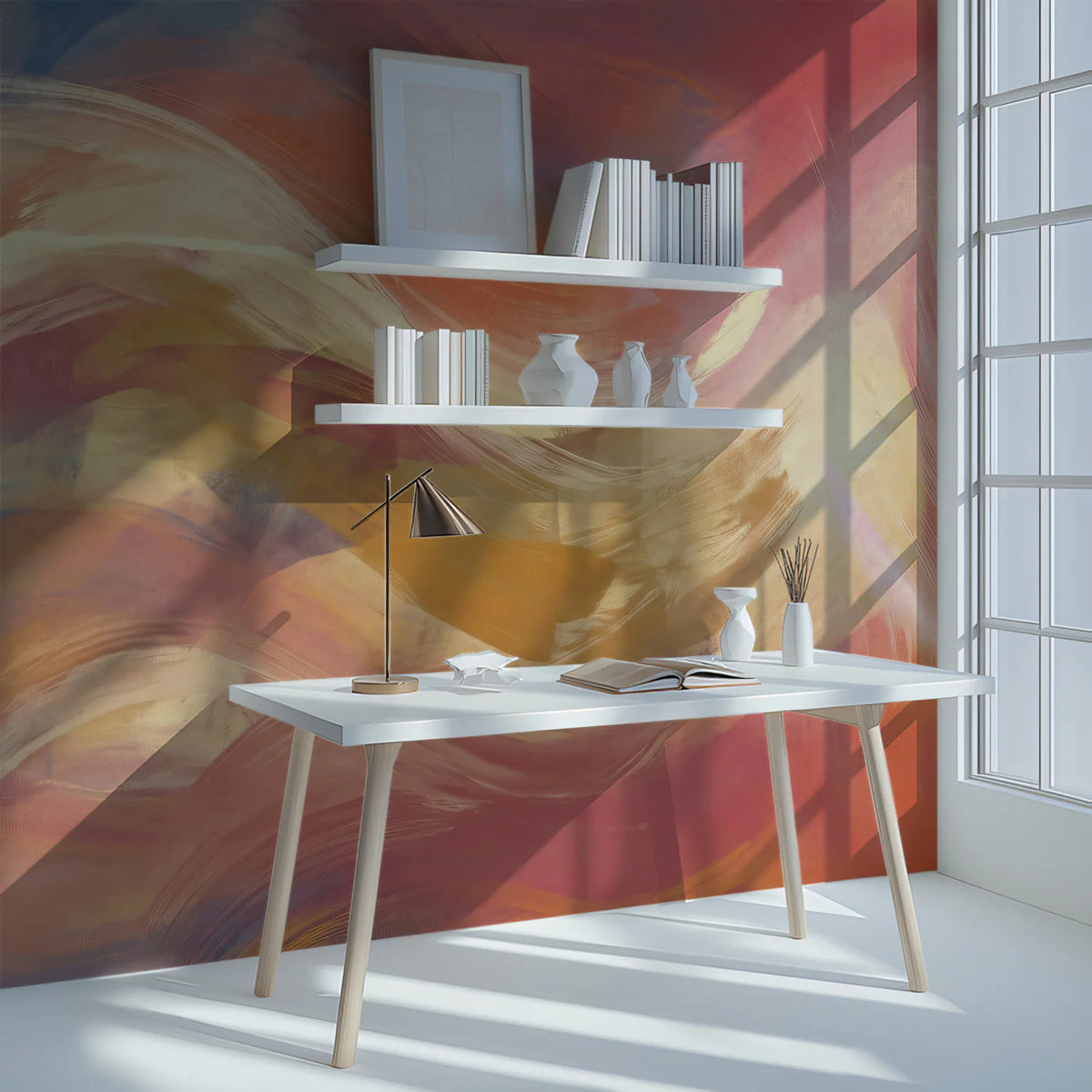 Sun-Kissed Expressionist Mural Wallpaper — Abstract Art Decor Mural Wallpaper - pure wallpaper artwork