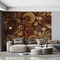Intricate Swirl Pattern Wallpaper Vintage Ornate Floral Mural Warm Earth Tones Bohemian Wall Art Mural Wallpaper - pure wallpaper artwork