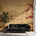 Traditional Chinese Landscape Mural Wallpaper with Red Plum Blossoms Mural Wallpaper - pure wallpaper artwork