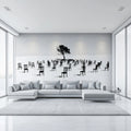 Surreal Chairs and Solitary Tree Mural Wallpaper — Modern Minimalist Mural Wallpaper - pure wallpaper artwork