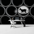 Industrial Deer Silhouette Mural Wallpaper — Modern Monochrome Art Mural Wallpaper - pure wallpaper artwork