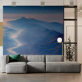 Aerial Volcanic Mountain Range Mural Wallpaper — Twilight Horizon Mural Wallpaper - pure wallpaper artwork