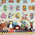 Cheerful Animal Alphabet Mural Wallpaper — Whimsical Educational Art Mural Wallpaper - pure wallpaper artwork