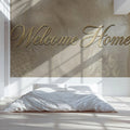 Welcome Home Damask Mural Wallpaper — Elegant Metallic Script Mural Wallpaper - pure wallpaper artwork