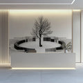 Winter Tree and Concentric Fence Mural Wallpaper — Minimalist Art Mural Wallpaper - pure wallpaper artwork