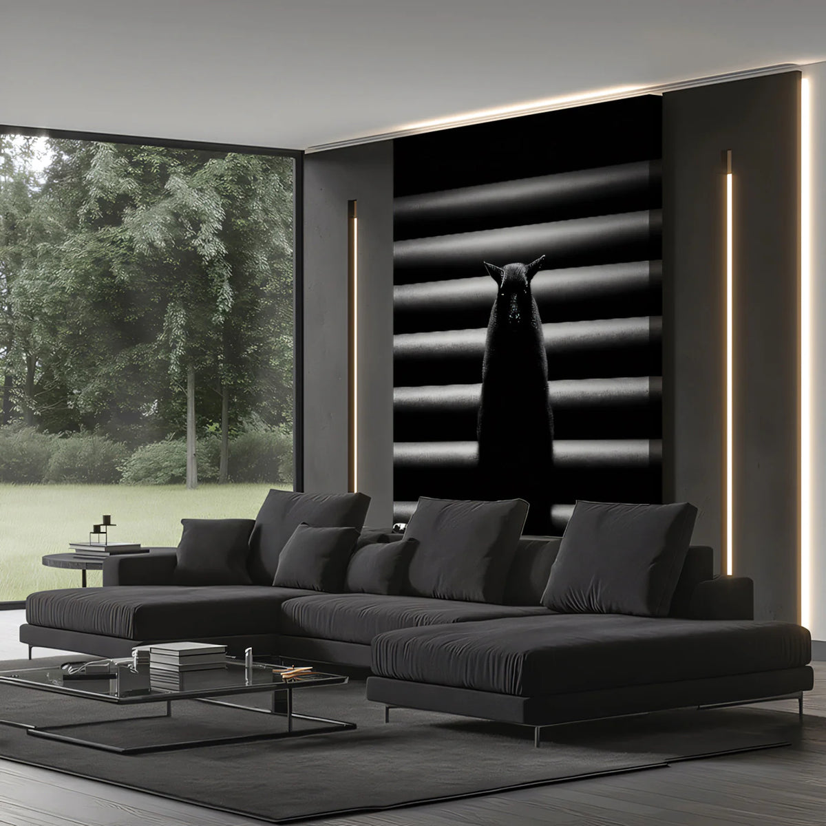 Minimalist Creature and Pipe Mural Wallpaper — Cinematic Monochrome Mural Wallpaper - pure wallpaper artwork