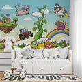 Superhero Farm Adventure Mural Wallpaper — Fun Cartoon Wall Decor Mural Wallpaper - pure wallpaper artwork