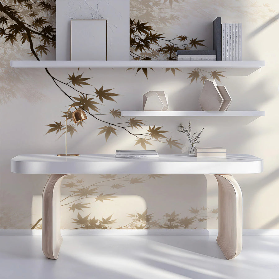 Zen Maple Branch Mural Wallpaper — Minimalist Ink Wash Design Mural Wallpaper