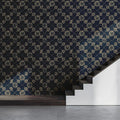 Navy and Gold Diamond Trellis Floral Mural Wallpaper - pure wallpaper artwork