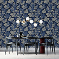 Indigo Acanthus Leaf Mural Wallpaper — Traditional Botanical Pattern Mural Wallpaper - pure wallpaper artwork