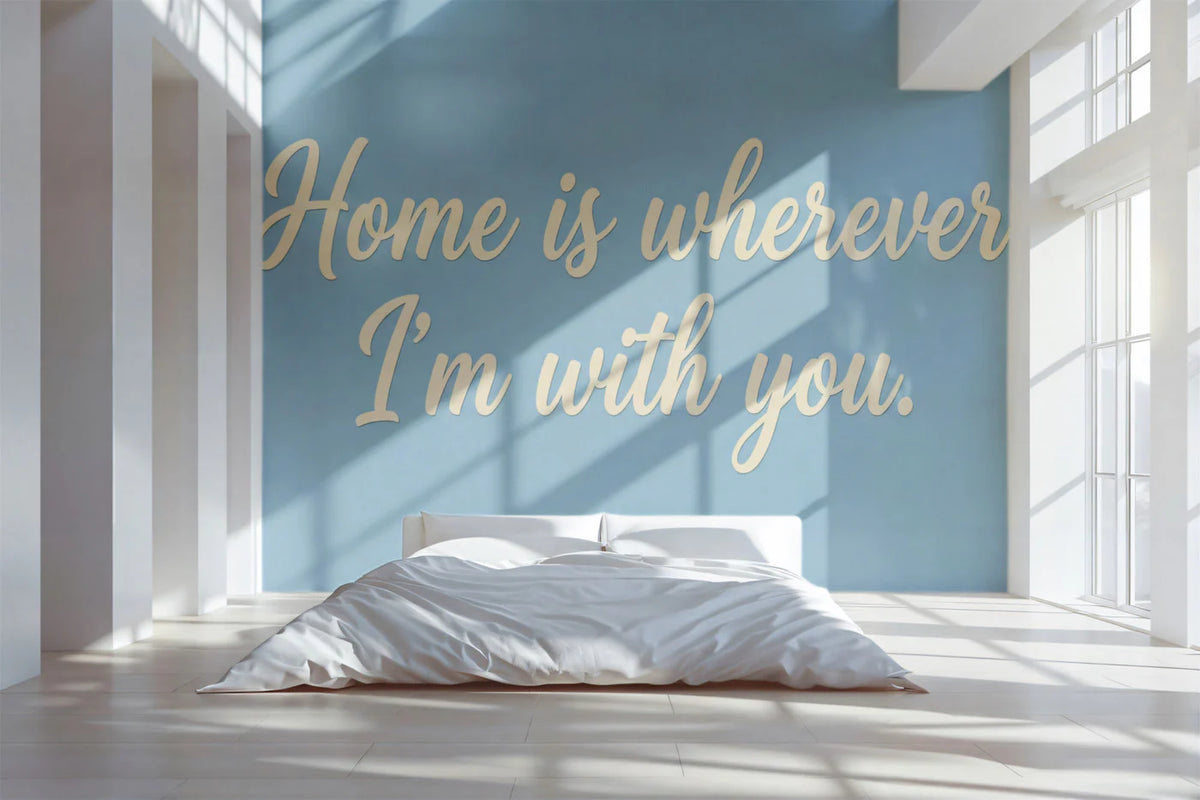 Home Quote Mural Wallpaper — Minimalist Cursive Typography Mural Wallpaper - pure wallpaper artwork