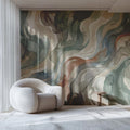 Abstract Watercolor Waves Mural Wallpaper — Earthy Fluid Art Mural Wallpaper - pure wallpaper artwork