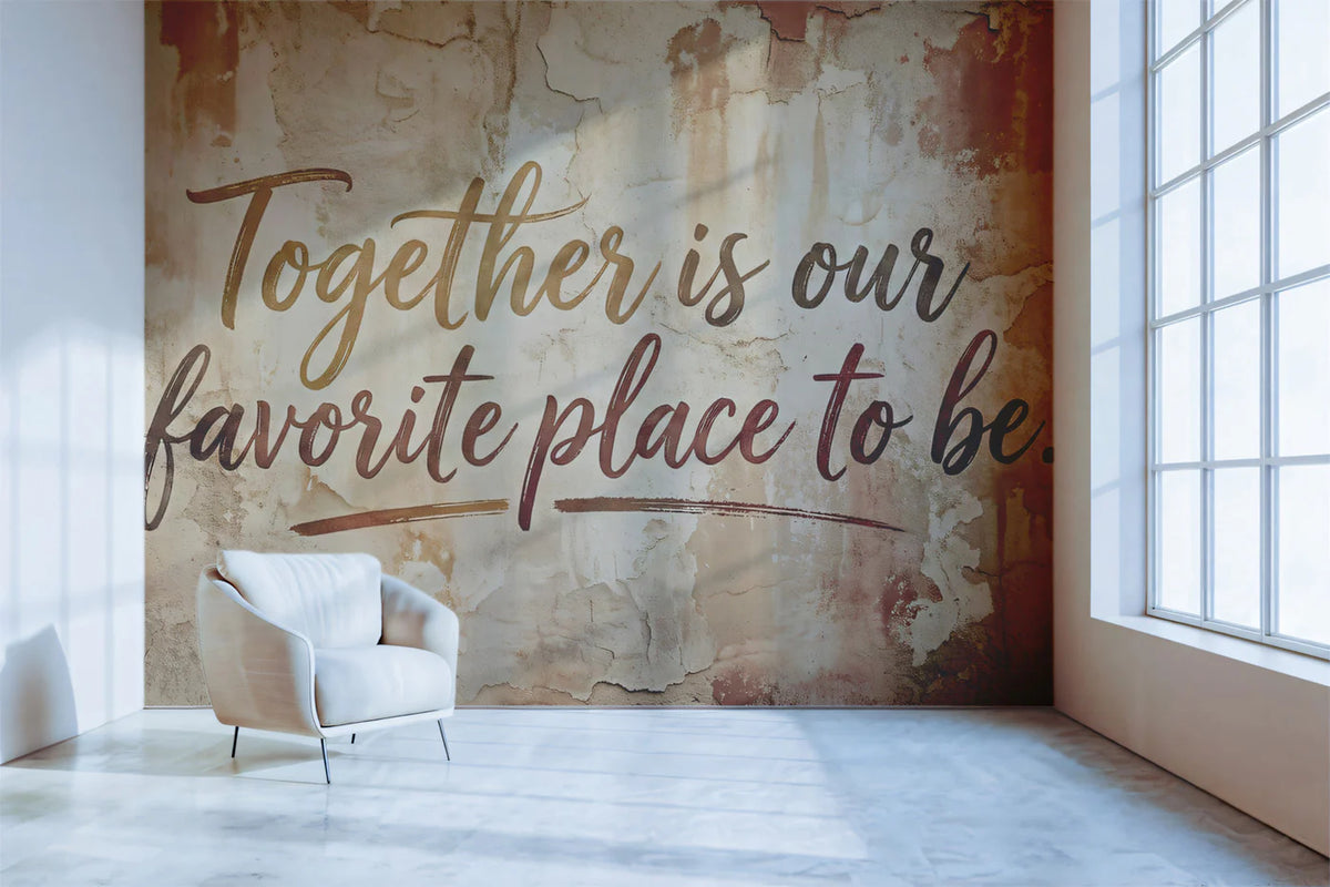 Rustic Quote Wall Mural — Distressed Plaster Script Wallpaper Mural Wallpaper - pure wallpaper artwork