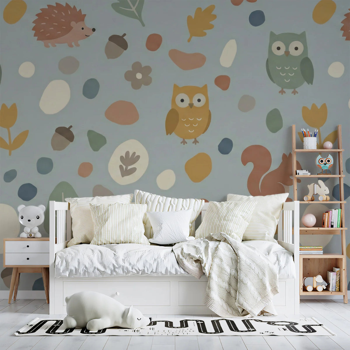 Woodland Creatures Mural Wallpaper — Playful Nature Scene Mural Wallpaper - pure wallpaper artwork