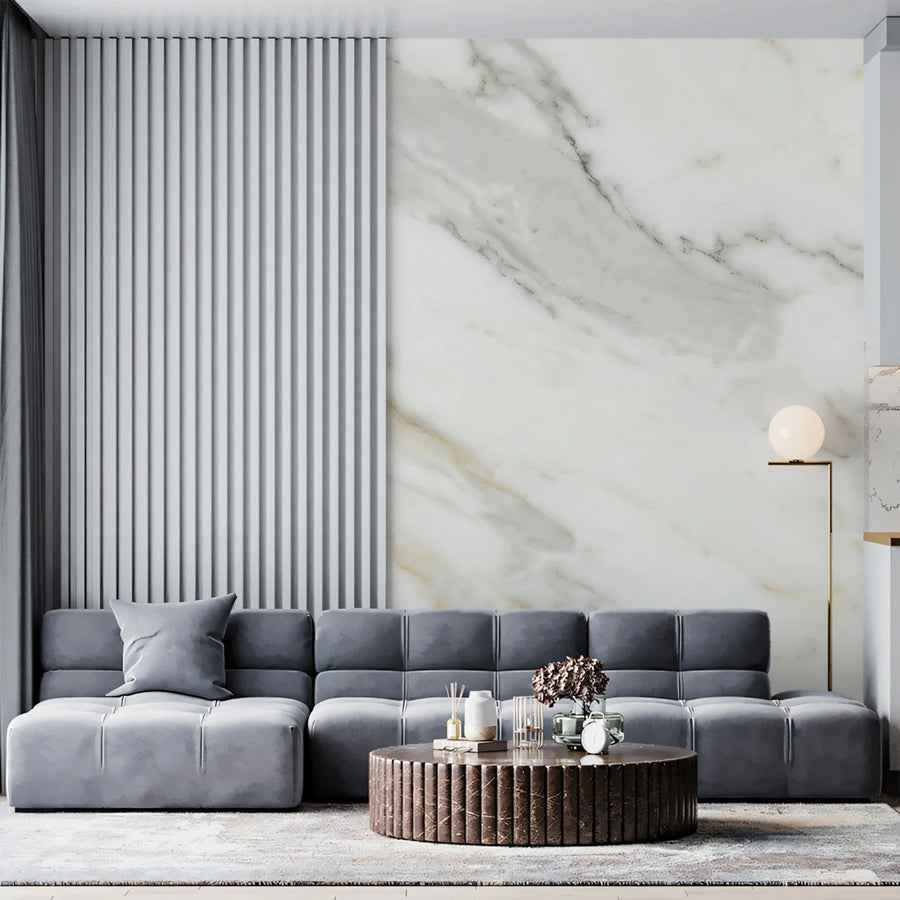 White and Gold Marble Mural Wallpaper — Sophisticated Stone Design Mural Wallpaper